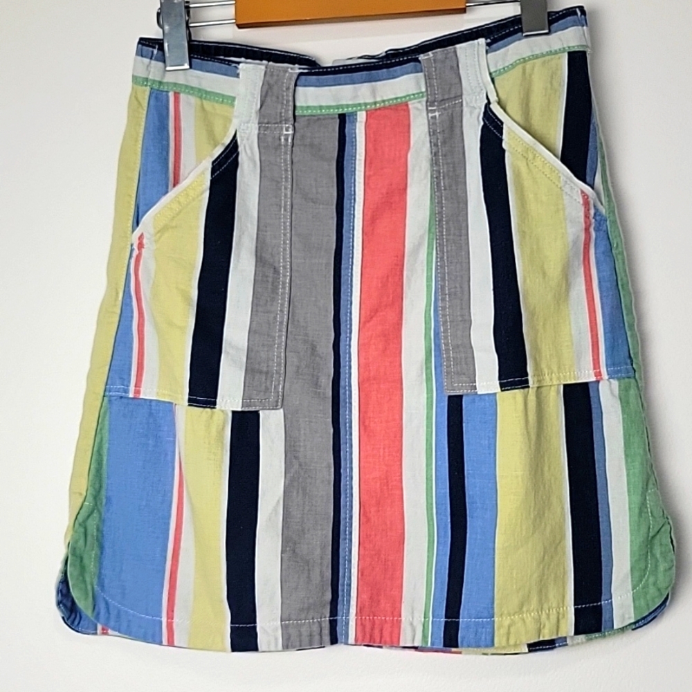 LINEN BLEND WITH VISCOSE NEXT WOMEN'S MINI COLORFUL STRIPED SKIRT